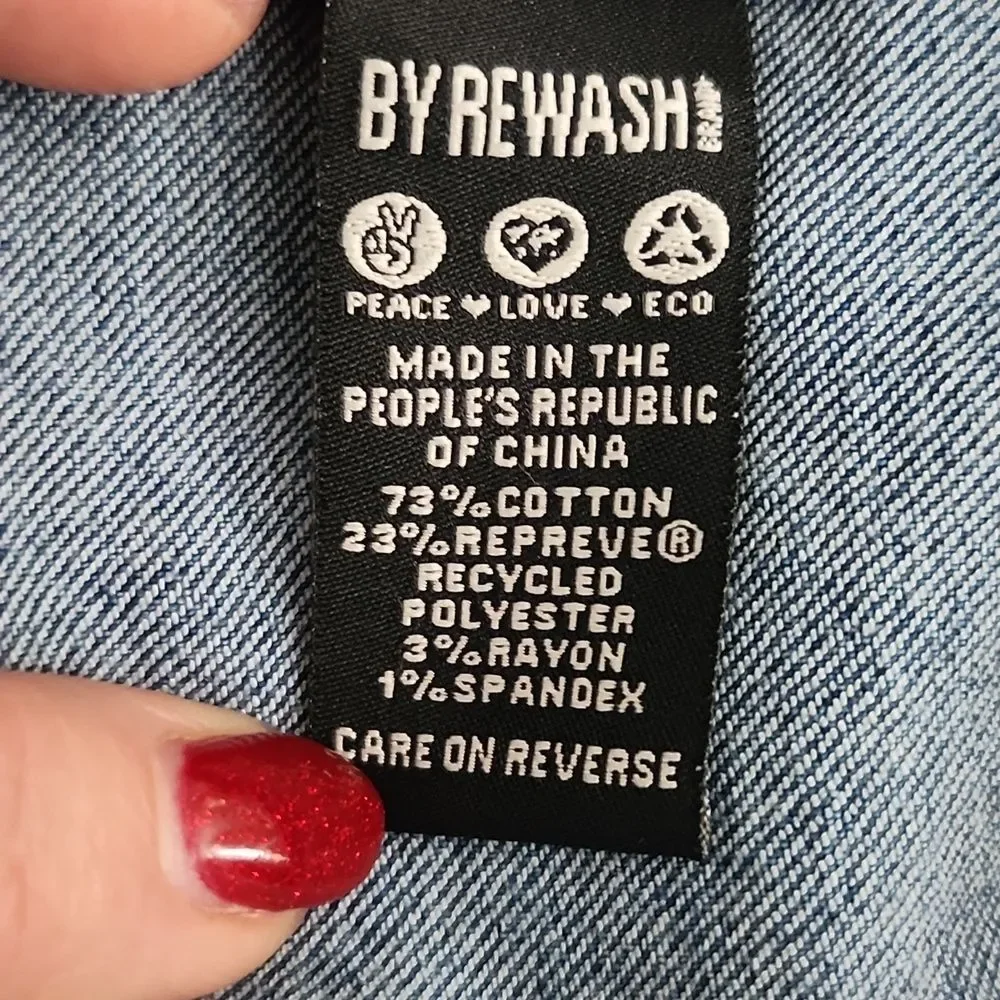Rewash (Peace Love Eco By Rewash) Sleeveless Zip Up Denim Mini Dress, L